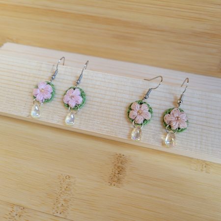 Handmade Pink & Beige Blossom Earrings