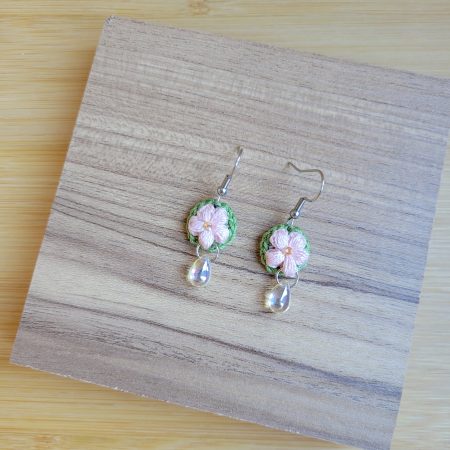 Handmade Pink & Beige Blossom Earrings