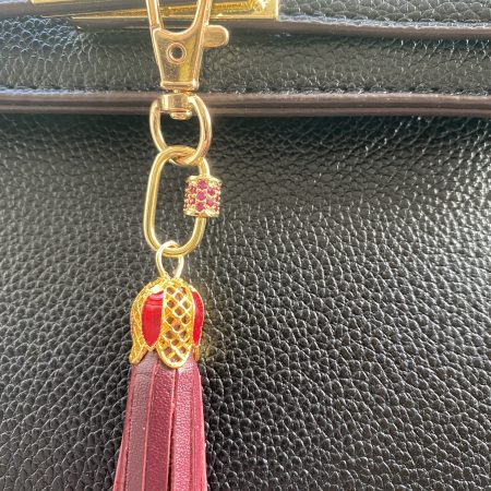 Enamel and cubic zircon bag charm/ tassel/ keyring