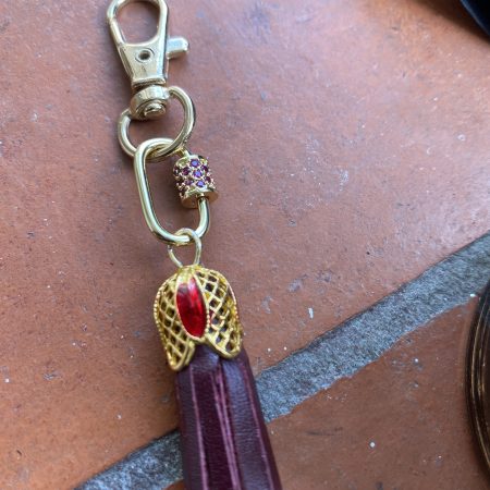 Enamel and cubic zircon bag charm/ tassel/ keyring