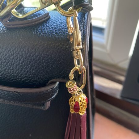 Enamel and cubic zircon bag charm/ tassel/ keyring