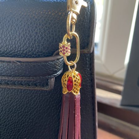 Enamel and cubic zircon bag charm/ tassel/ keyring