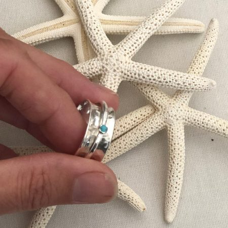 Silver Turquoise Fidget Spinner Ring