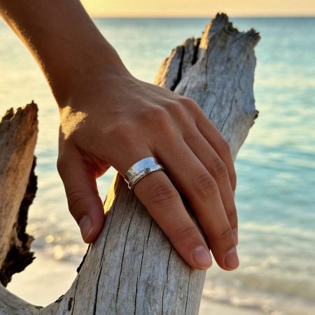 Silver Turquoise Fidget Spinner Ring