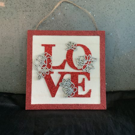 Red and white love wall hanging