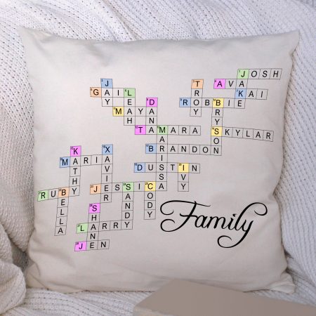 Personalised Family Names Crossword Puzzle Linen Cushion Cover
