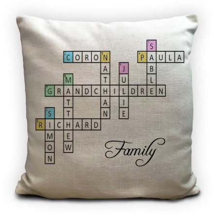 Personalised Family Names Crossword Puzzle Linen Cushion Cover