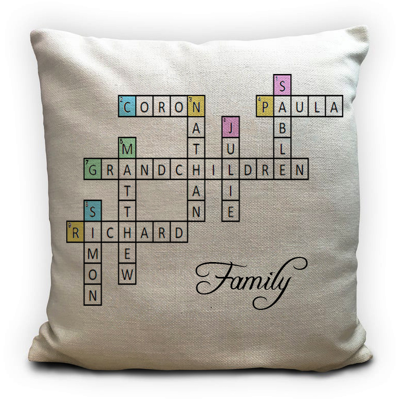Personalised Family Names Crossword Puzzle Linen Cushion Cover