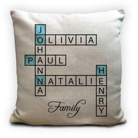 Personalised Family Names Crossword Puzzle Linen Cushion Cover