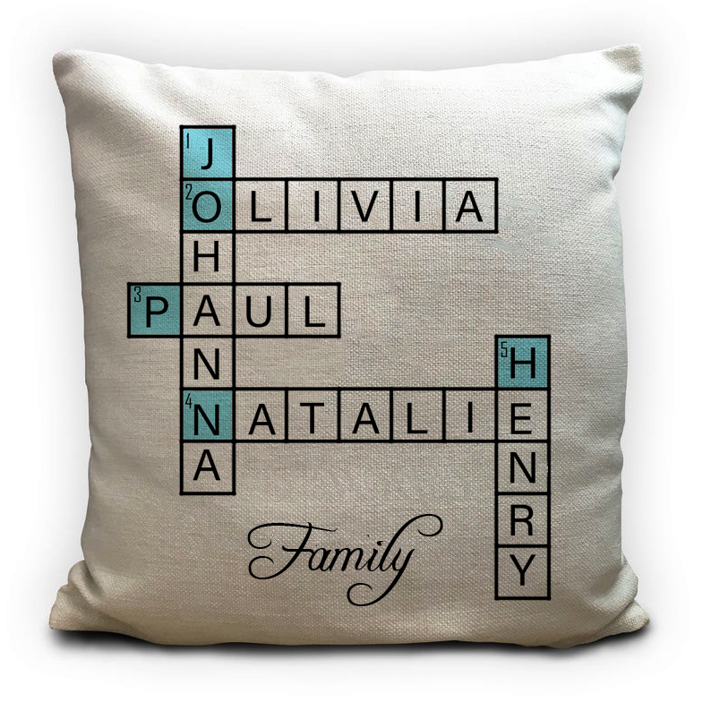 Personalised Family Names Crossword Puzzle Linen Cushion Cover