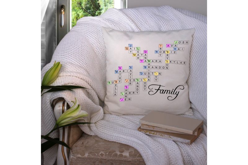 Personalised Family Names Crossword Puzzle Linen Cushion Cover