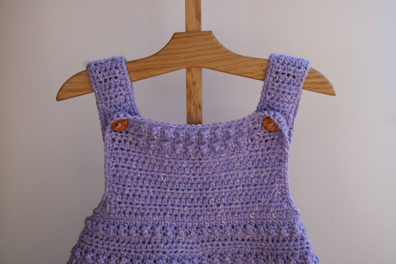 Crochet Pinafore Style Dress in Lilac for a Baby Girl through to Toddler Girl