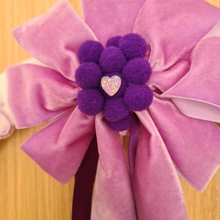 Yarn Wrapped Wreath with Lilac Lace Butterflies and Velvet Bow