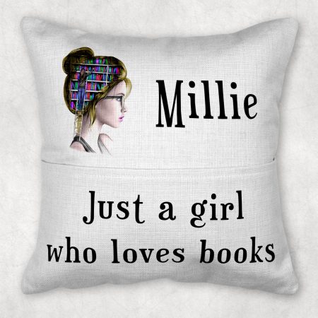 Personalised Book Lover Cushion Cover with Pocket
