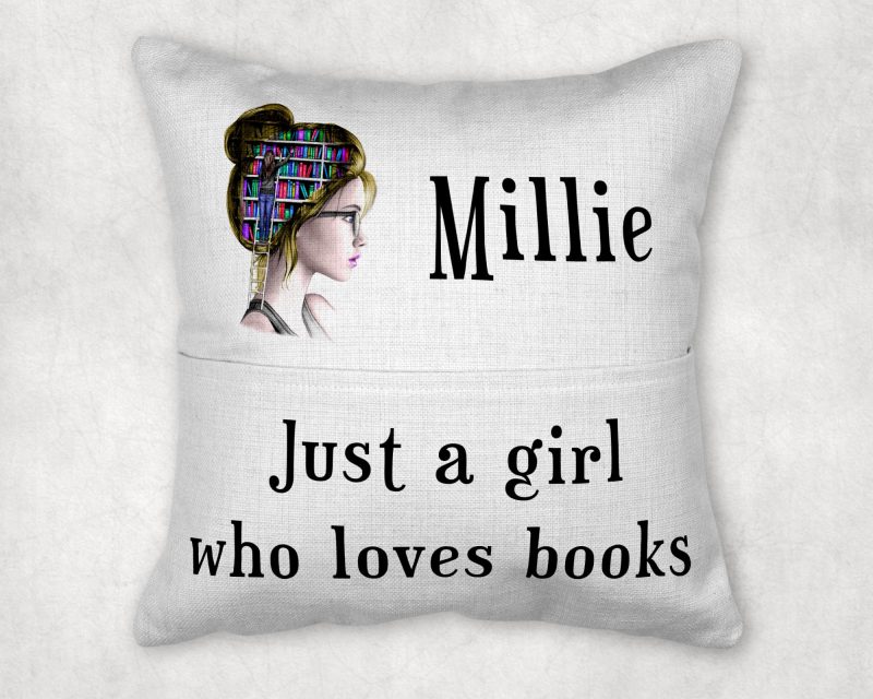 Personalised Book Lover Cushion Cover with Pocket
