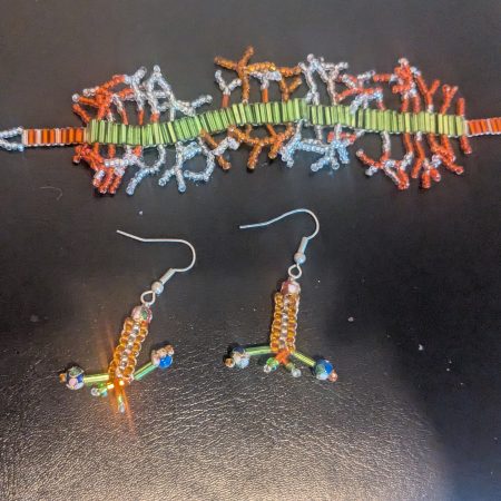 Autumnal Colours Bracelet and Earrings Beaded Set