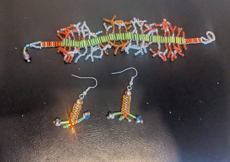 Autumnal Colours Bracelet and Earrings Beaded Set