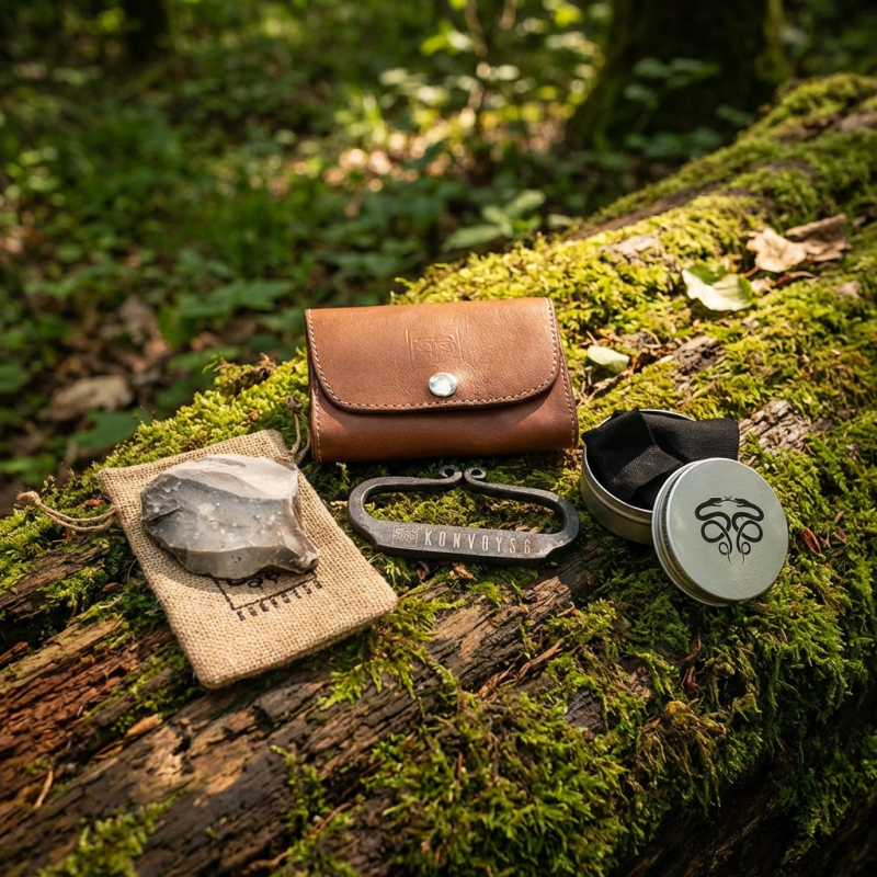 The Artisan Heritage Fire Kit – Hand-Forged Carbon Steel & English Flint in a Premium Top-Grain Leather Pouch