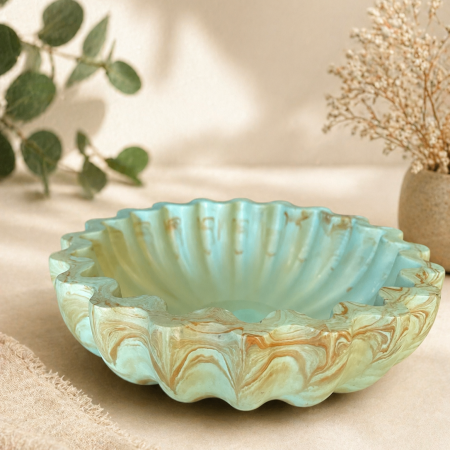 Eco resin fluted ruffle edge bowl handcrafted