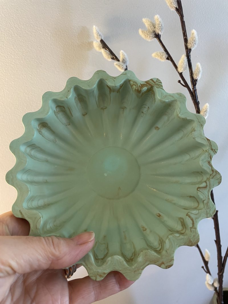 Eco resin fluted ruffle edge bowl handcrafted