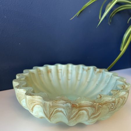 Eco resin fluted ruffle edge bowl handcrafted