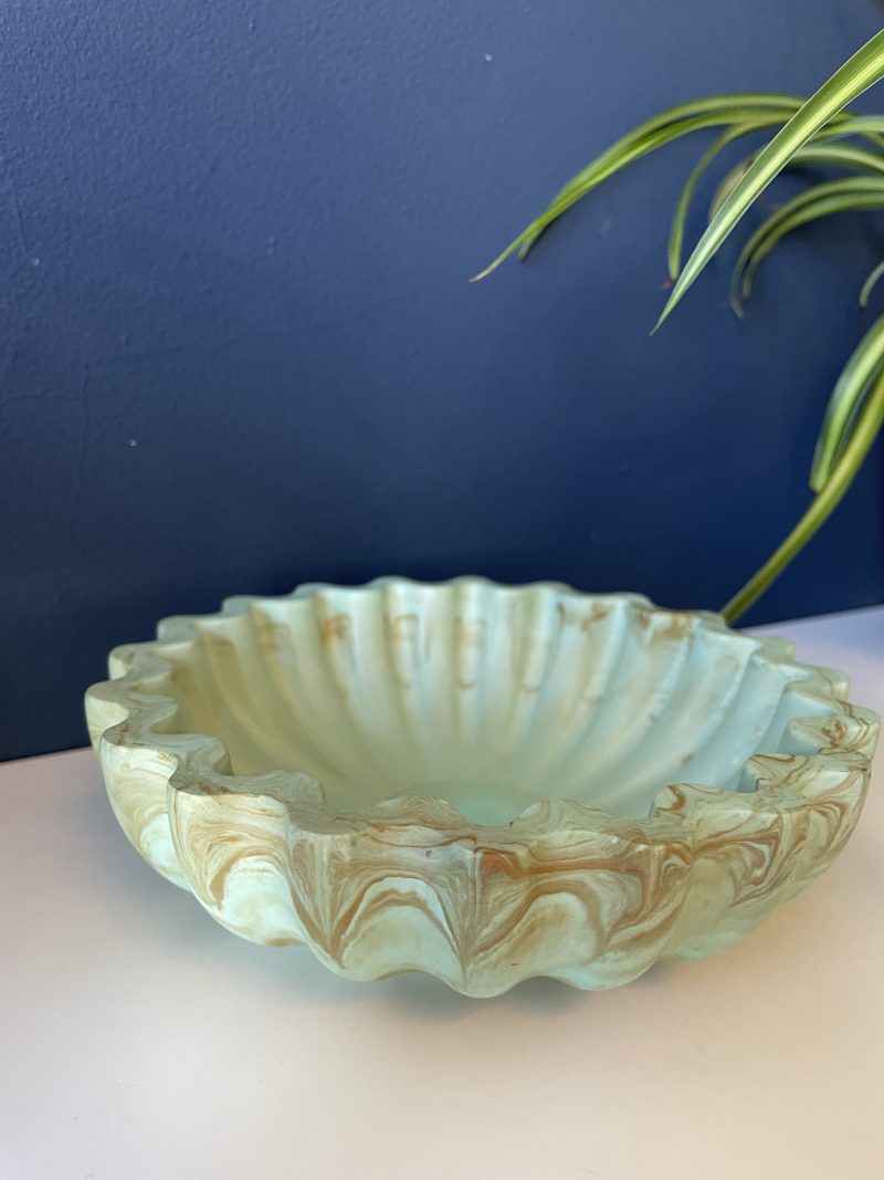 Eco resin fluted ruffle edge bowl handcrafted