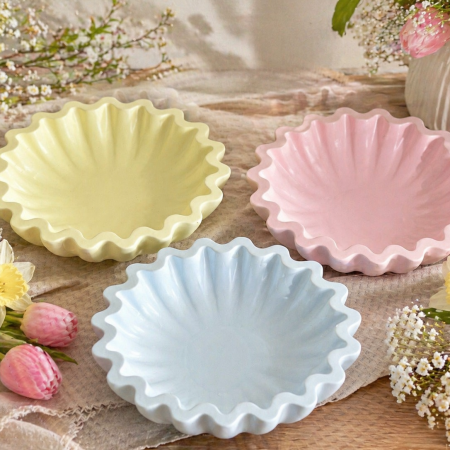 Eco resin fluted ruffle edge bowl handcrafted