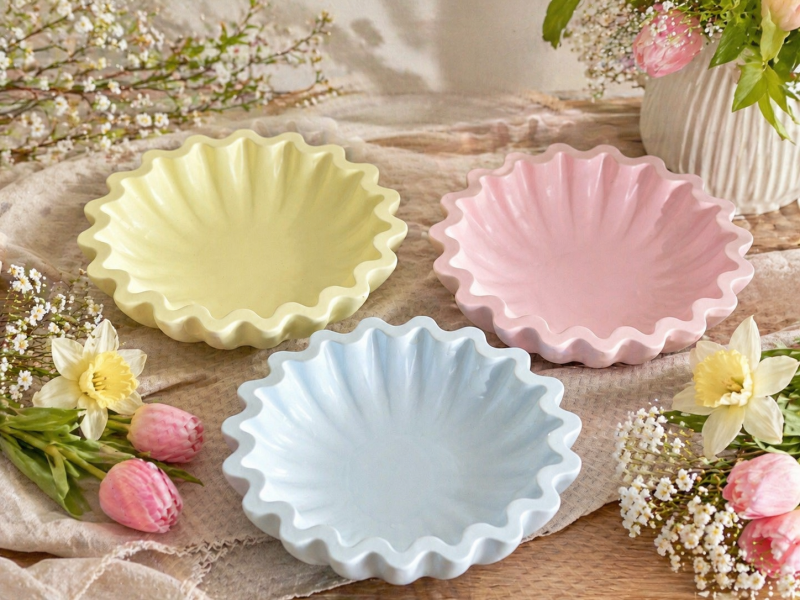Eco resin fluted ruffle edge bowl handcrafted