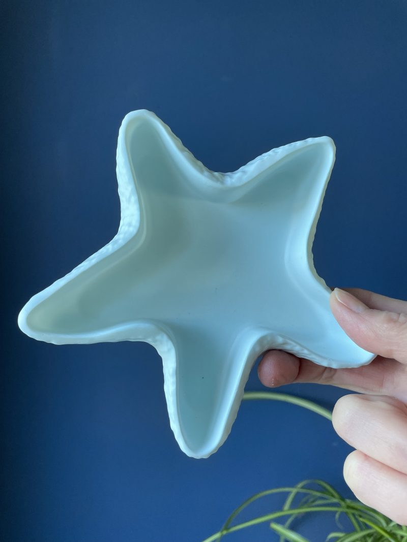 White eco resin conch shell and starfish decorative bowl set handmade