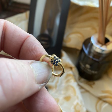 Blue cubic zirconia and blue italian leather and gold bag charm or keyring or bridesmaids favour.