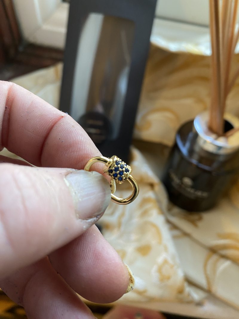 Blue cubic zirconia and blue italian leather and gold bag charm or keyring or bridesmaids favour.