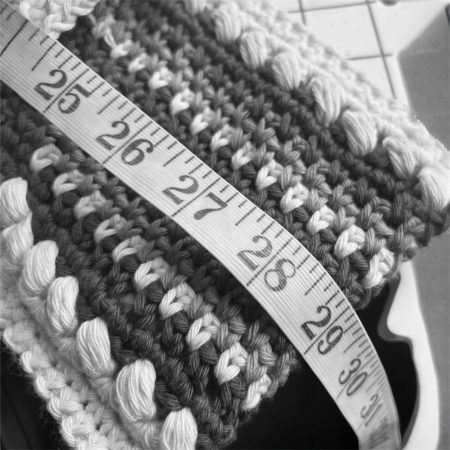 Vertical Stripe Crochet Phone Bag with Bunny Charm - Multi-Colour Crossbody