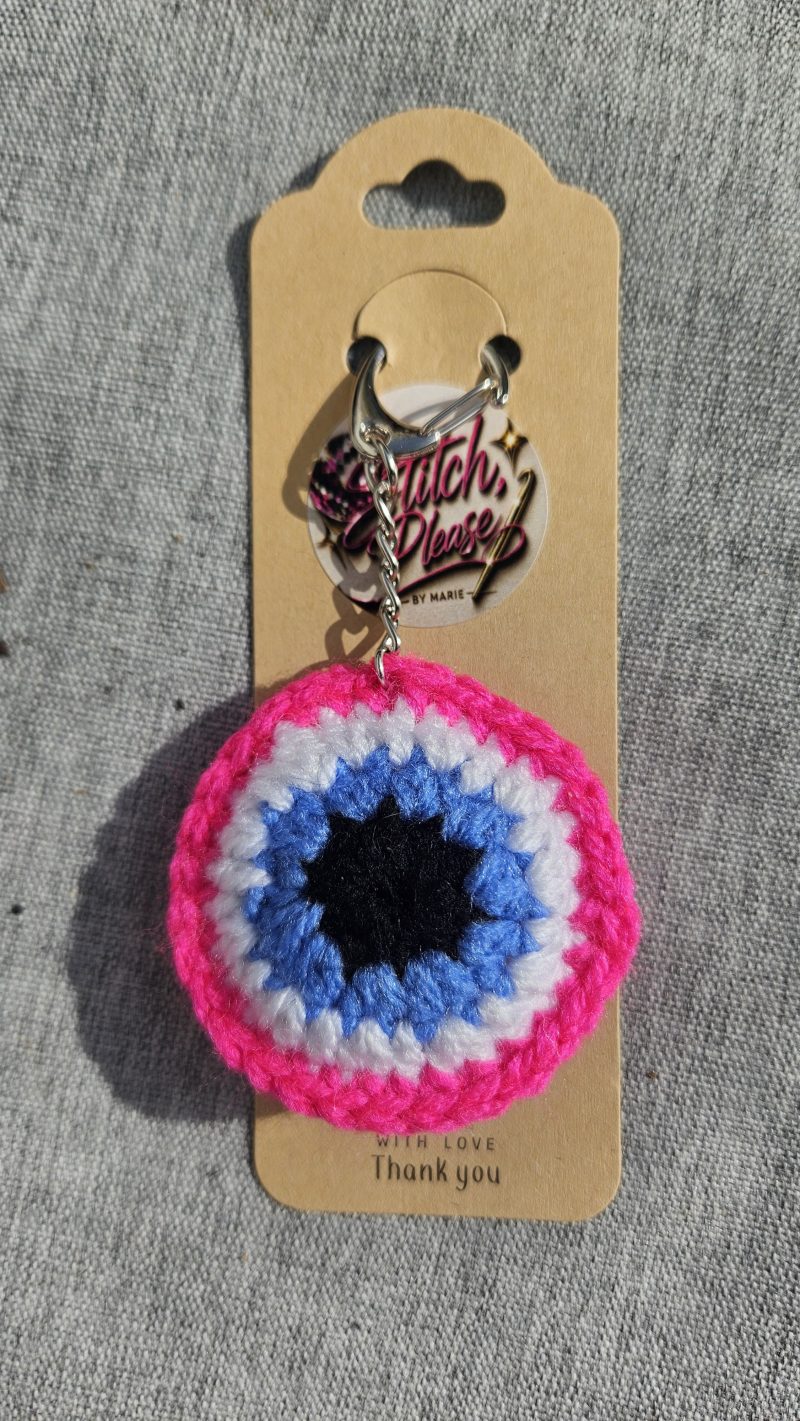 Evil eye pink keyring