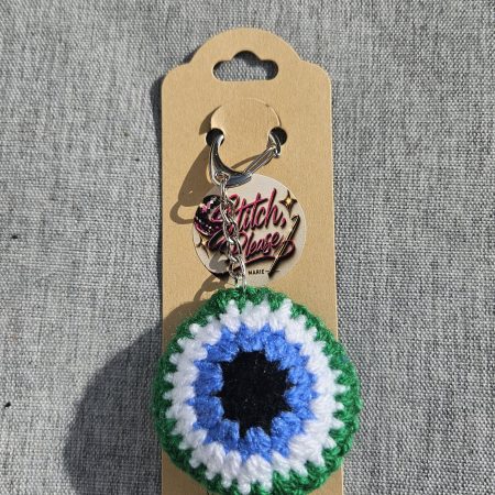 Evil eye keyring in green