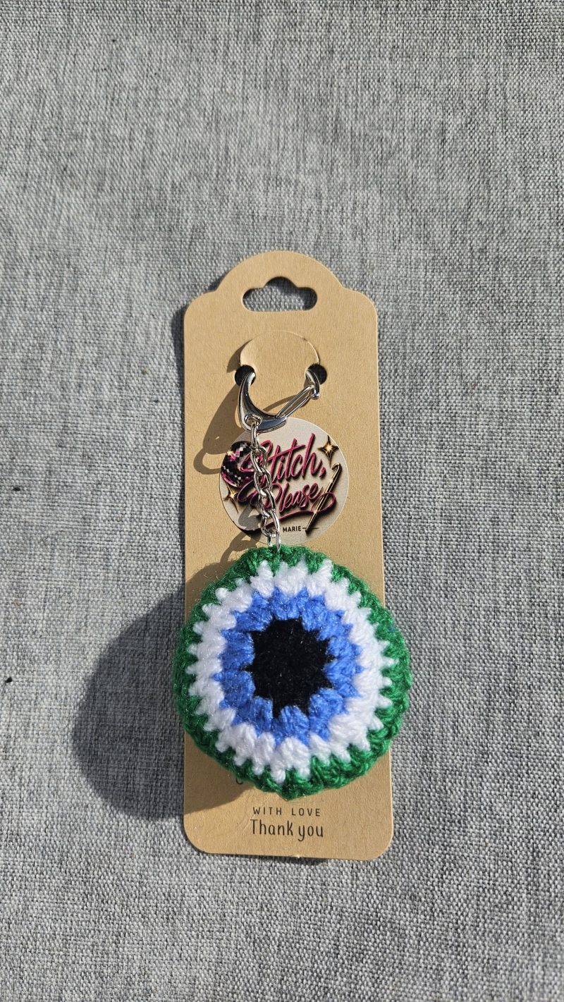 Evil eye keyring in green