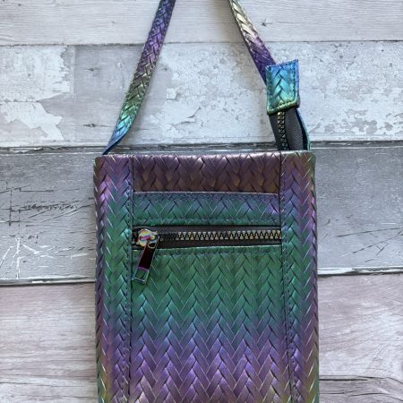Handmade iridescent rainbow mini crossbody bag