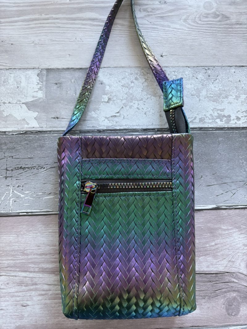 Handmade iridescent rainbow mini crossbody bag