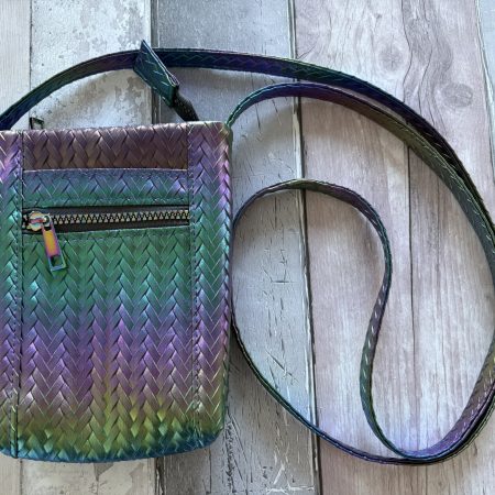 Handmade iridescent rainbow mini crossbody bag