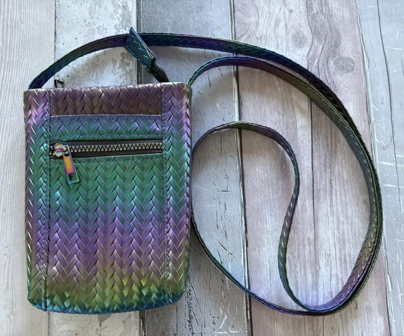 Handmade iridescent rainbow mini crossbody bag