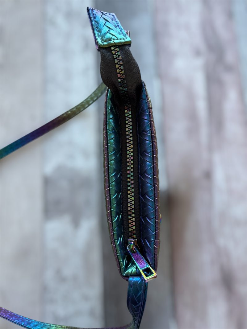 Handmade iridescent rainbow mini crossbody bag