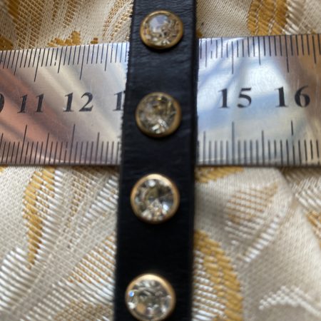 Swarovski Style clear crystal and black Italian leather cuff/bracelet