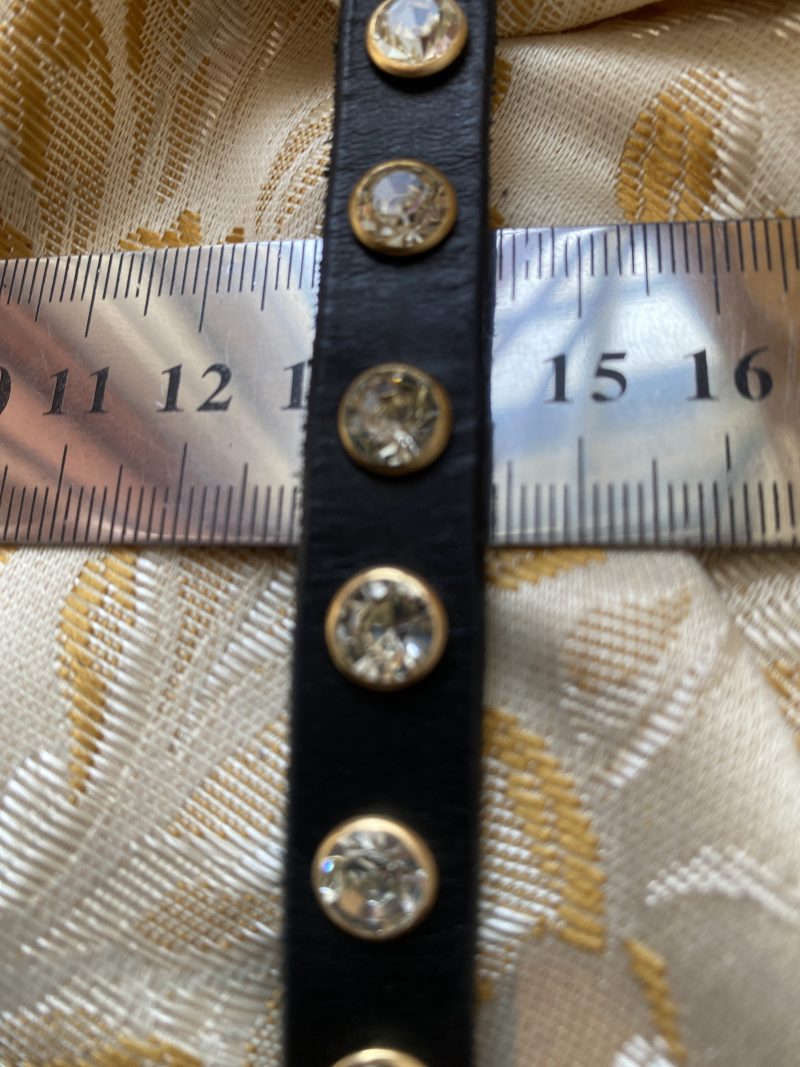 Swarovski Style clear crystal and black Italian leather cuff/bracelet