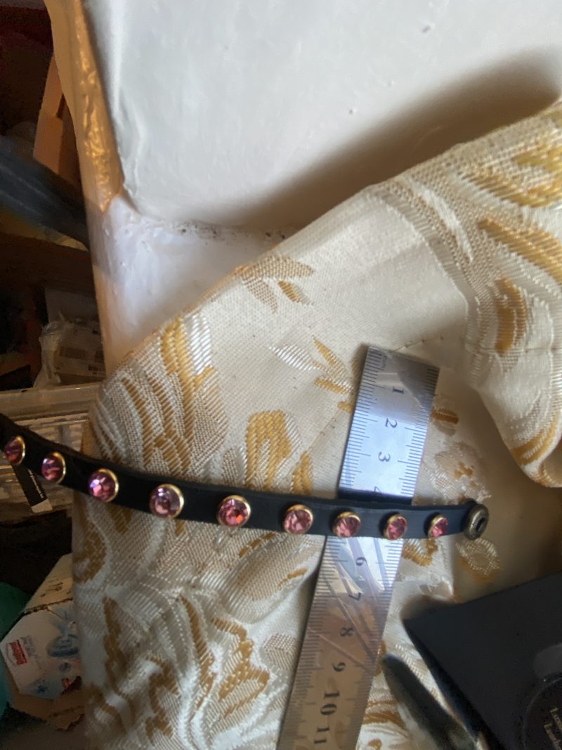 Swarovski Style pink crystal and black Italian leather cuff/bracelet