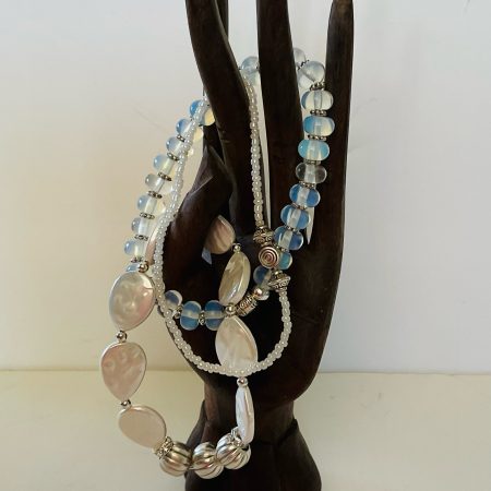 Trio of bracelets moonstone and mother of pearl