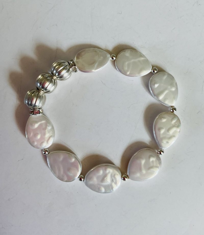Trio of bracelets moonstone and mother of pearl