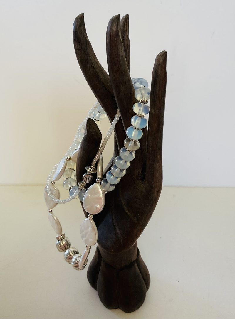 Trio of bracelets moonstone and mother of pearl