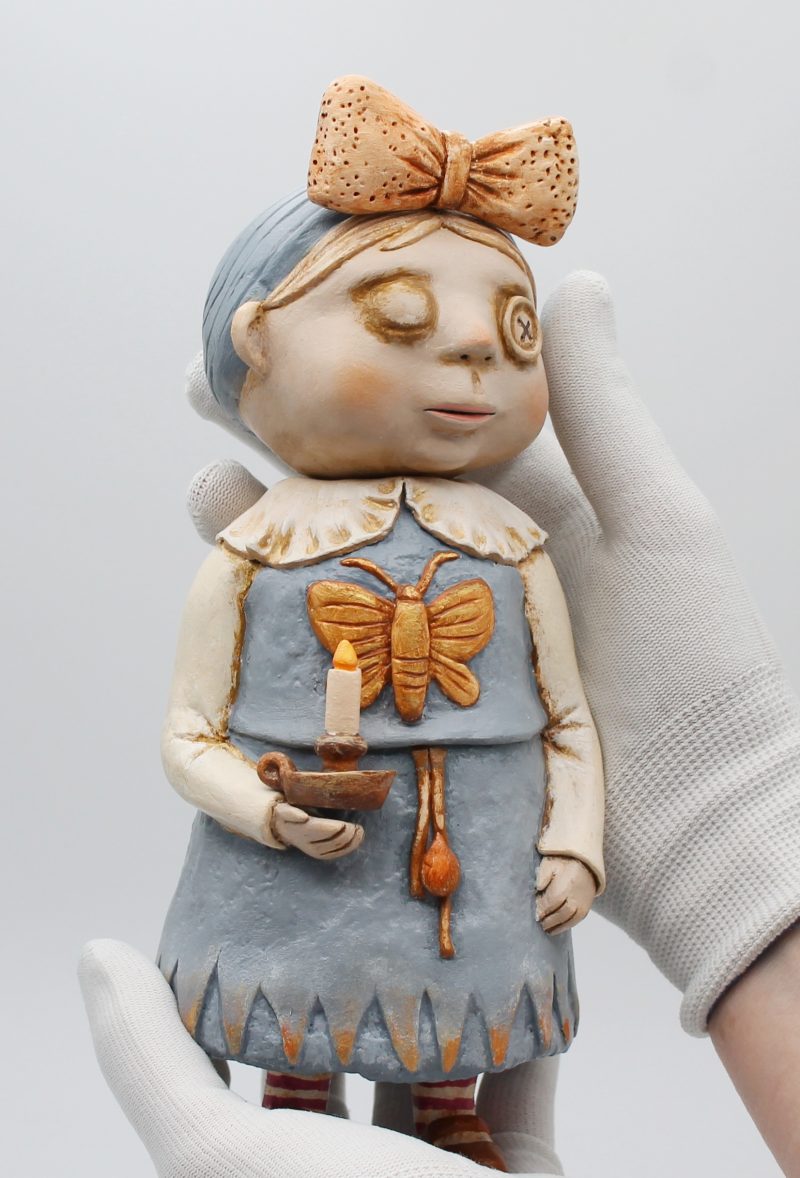 OOAK Handmade Gothic Art Doll – Whimsical Clay Folk Character