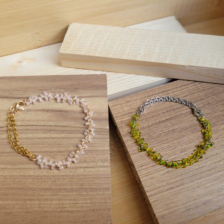 Handmade Peanut Glass Bead Bracelet / Earrings – Two Colour Options