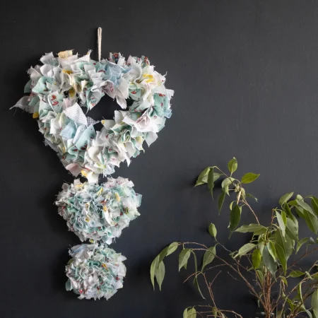 Hanging Rag Rug Heart Wreath | Handmade Wall Art | Rustic Home | Nursery Decor