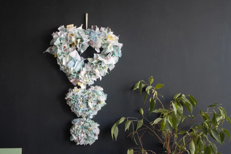 Hanging Rag Rug Heart Wreath | Handmade Wall Art | Rustic Home | Nursery Decor